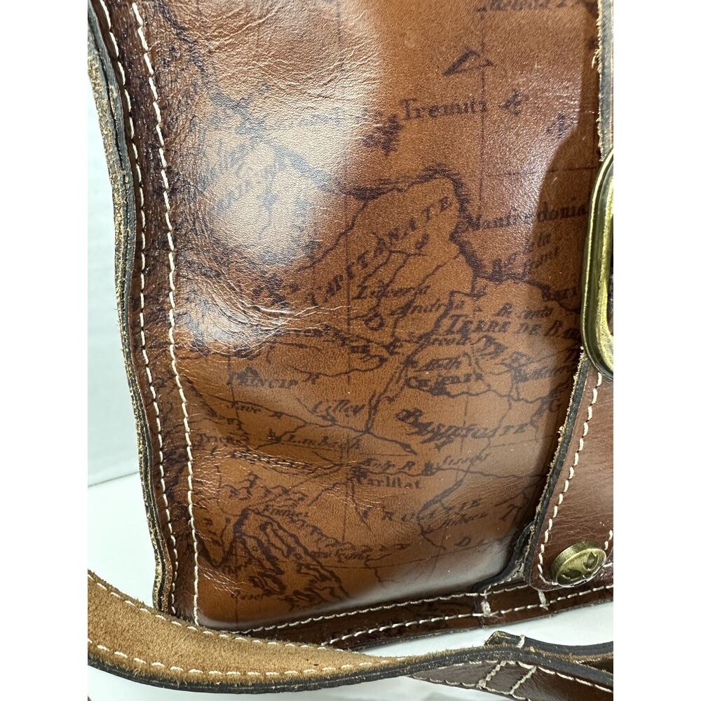 Patricia Nash Venezia Pouch Crossbody Purse Leather Map Print Bag in Brown - Picture 4 of 16
